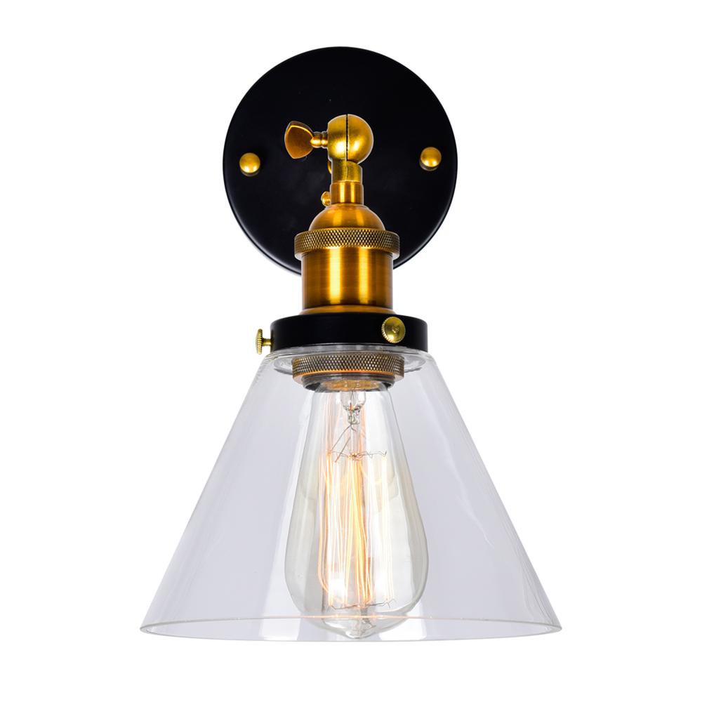 Eustis 1 Light Wall Sconce With Black & Gold Brass Finish. Picture 4