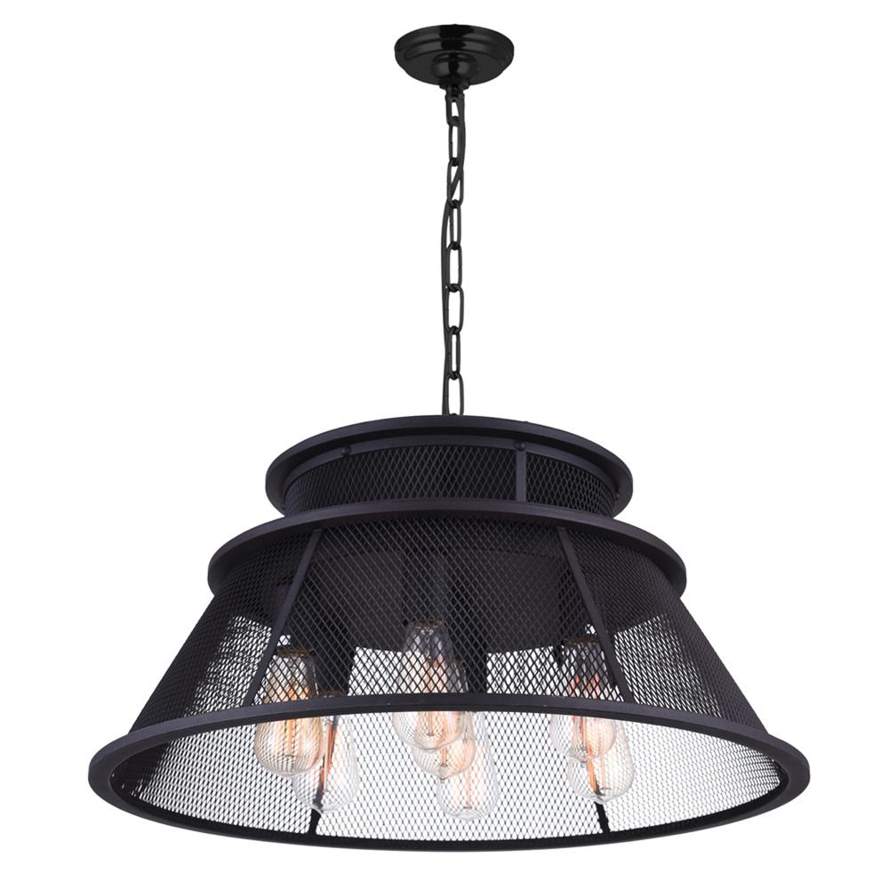 Savill 7 Light Down Chandelier With Reddish Black Finish. Picture 3