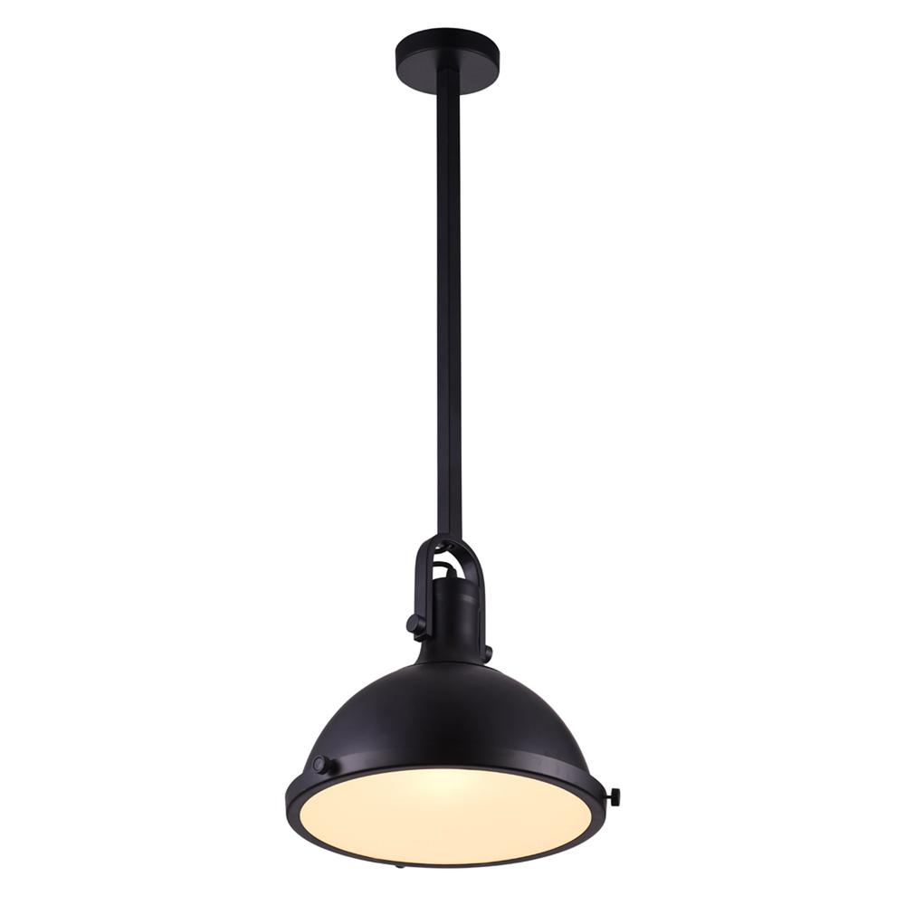 Strum 1 Light Down Pendant With Black Finish. Picture 1