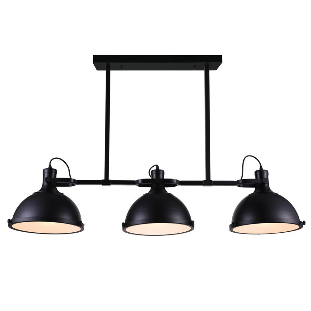 Strum 3 Light Island Chandelier With Black Finish. Picture 1