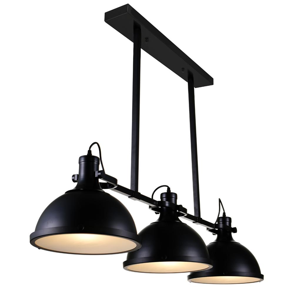 Strum 3 Light Island Chandelier With Black Finish. Picture 2