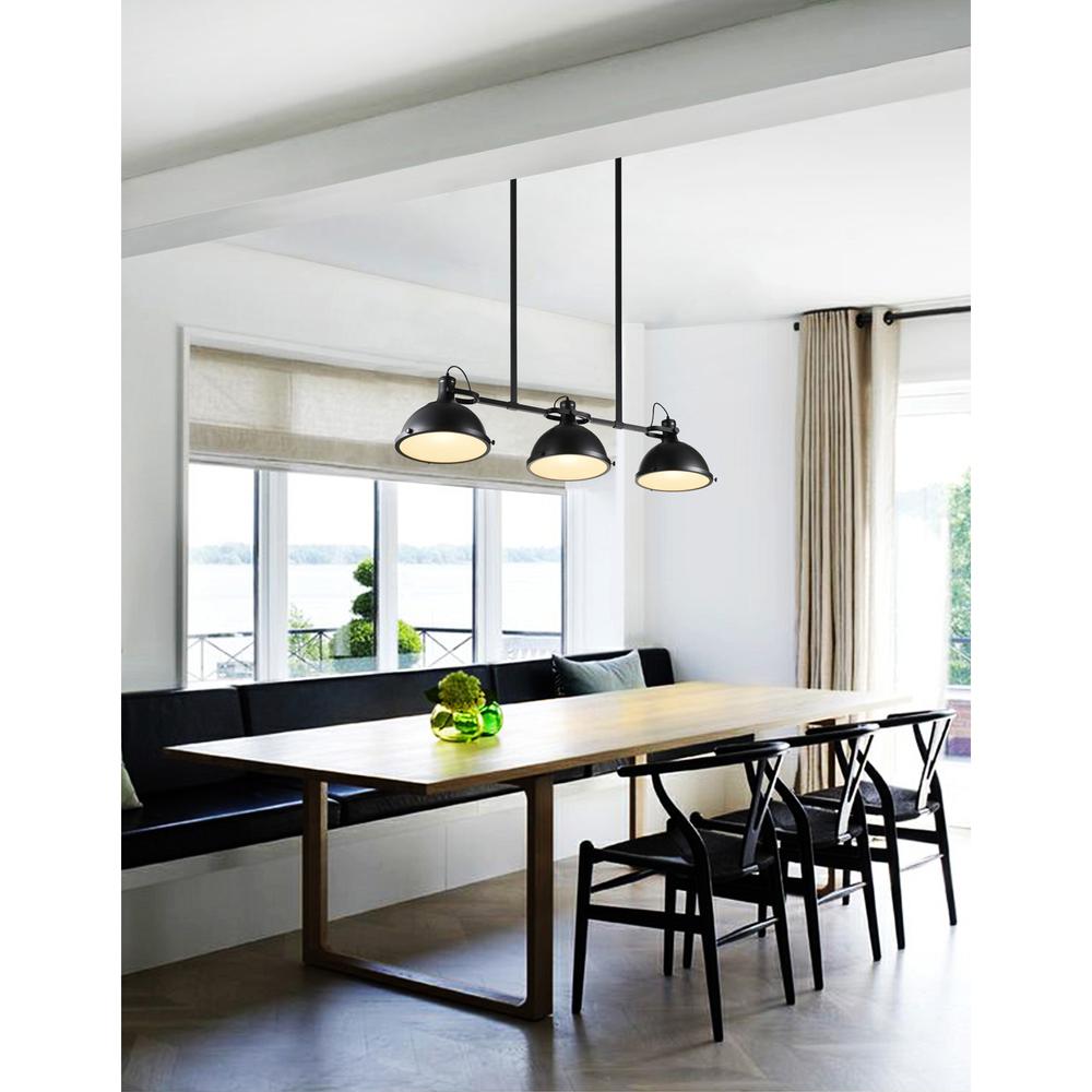 Strum 3 Light Island Chandelier With Black Finish. Picture 7
