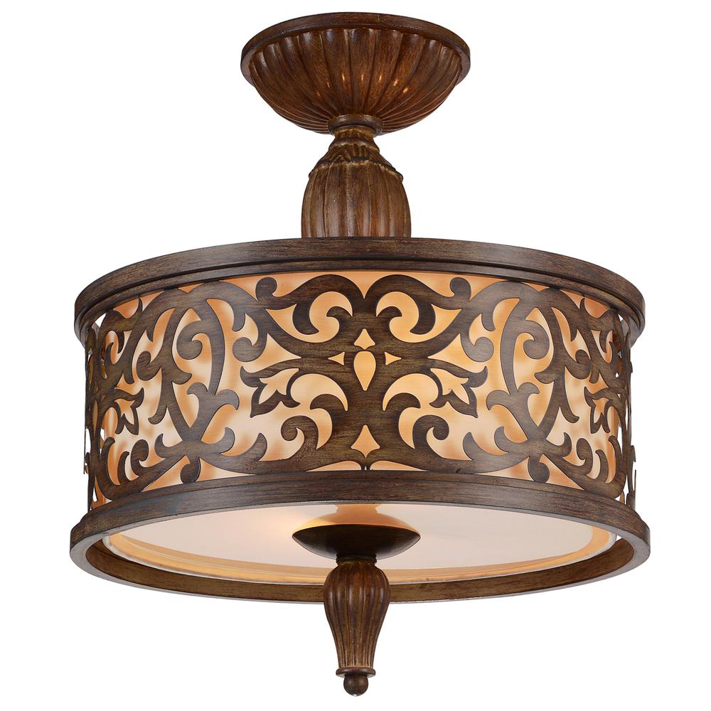 Nicole 3 Light Drum Shade Flush Mount With Brushed Chocolate Finish. Picture 1