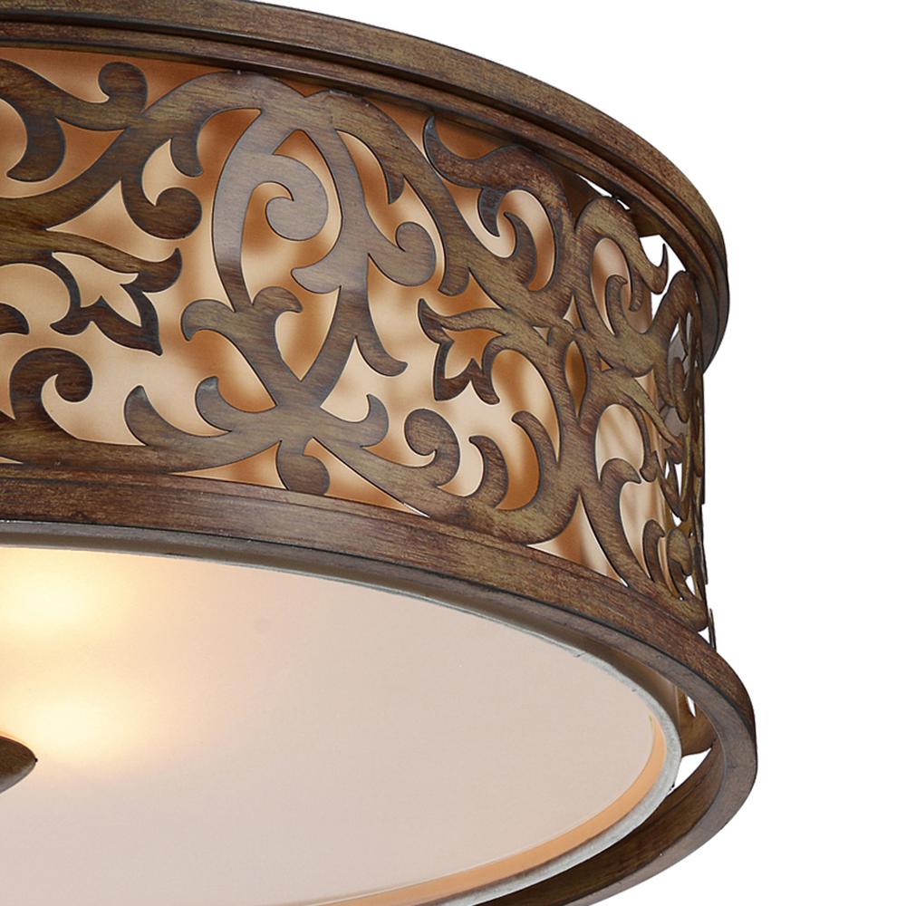 Nicole 5 Light Drum Shade Flush Mount With Brushed Chocolate Finish. Picture 2