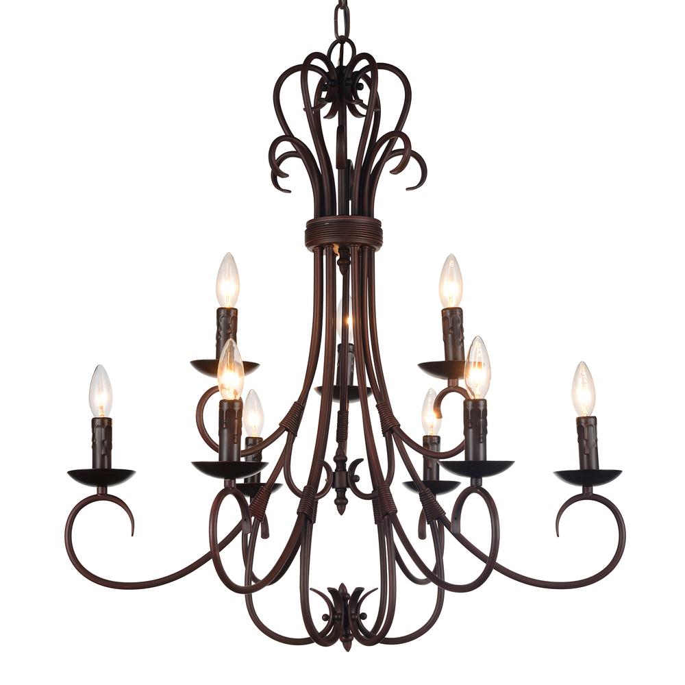 Maddy 9 Light Up Chandelier With Oil Rubbed Brown Finish. Picture 2