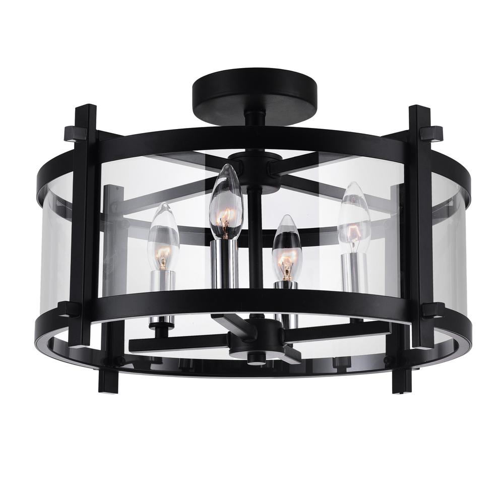 Miette 4 Light Cage Flush Mount With Black Finish. Picture 1
