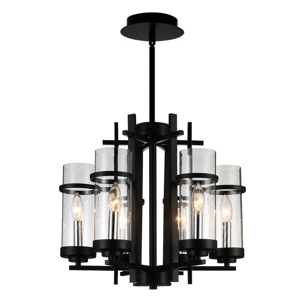 Sierra 6 Light Up Chandelier With Black Finish. Picture 1
