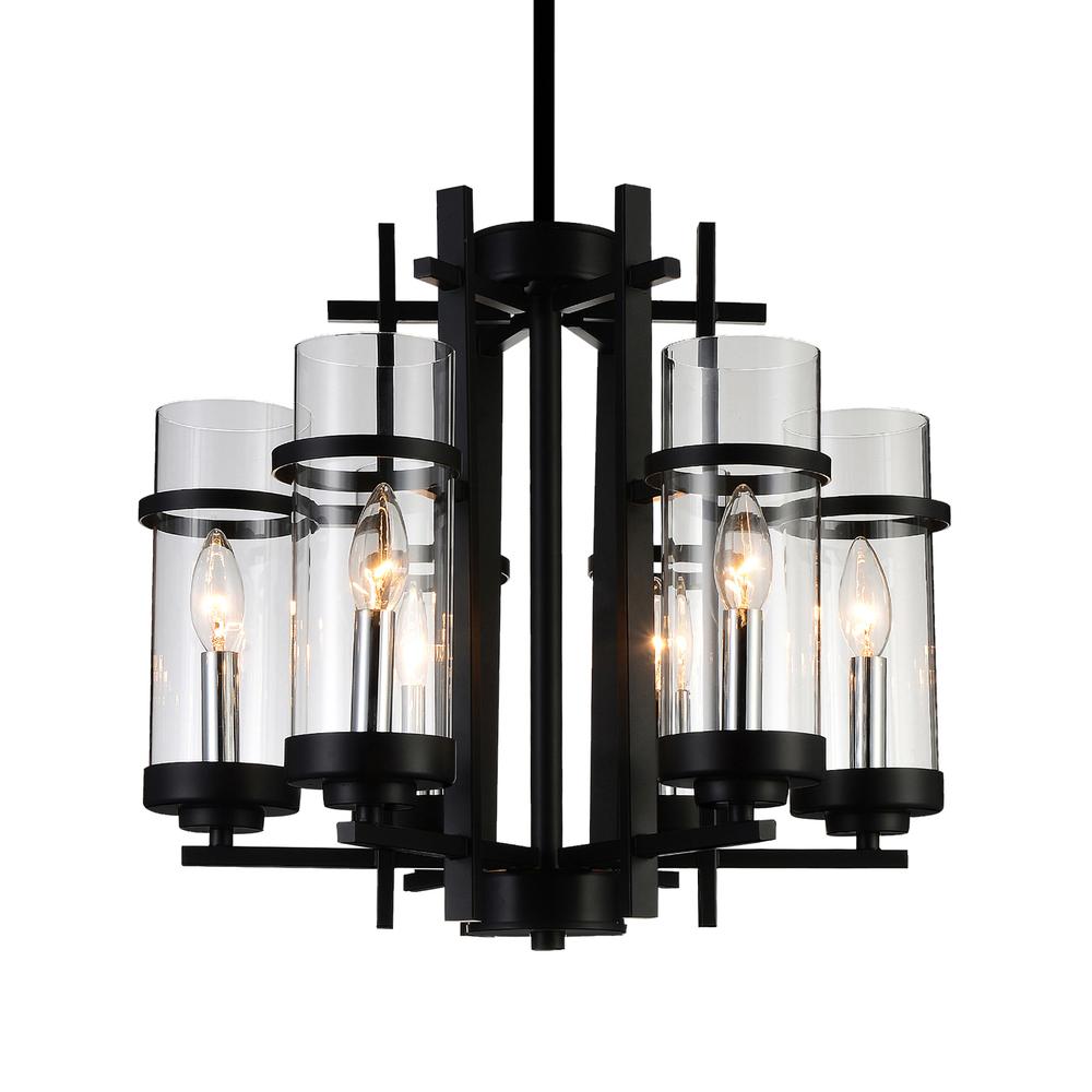 Sierra 6 Light Up Chandelier With Black Finish. Picture 2