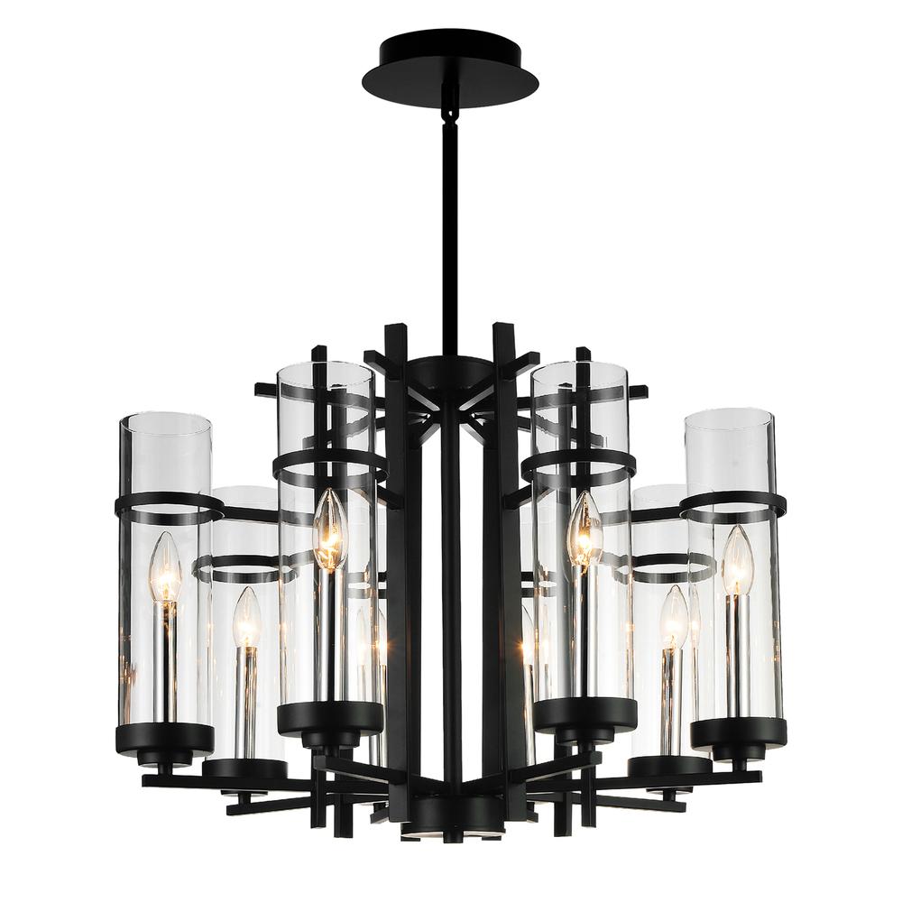 Sierra 8 Light Up Chandelier With Black Finish. Picture 2