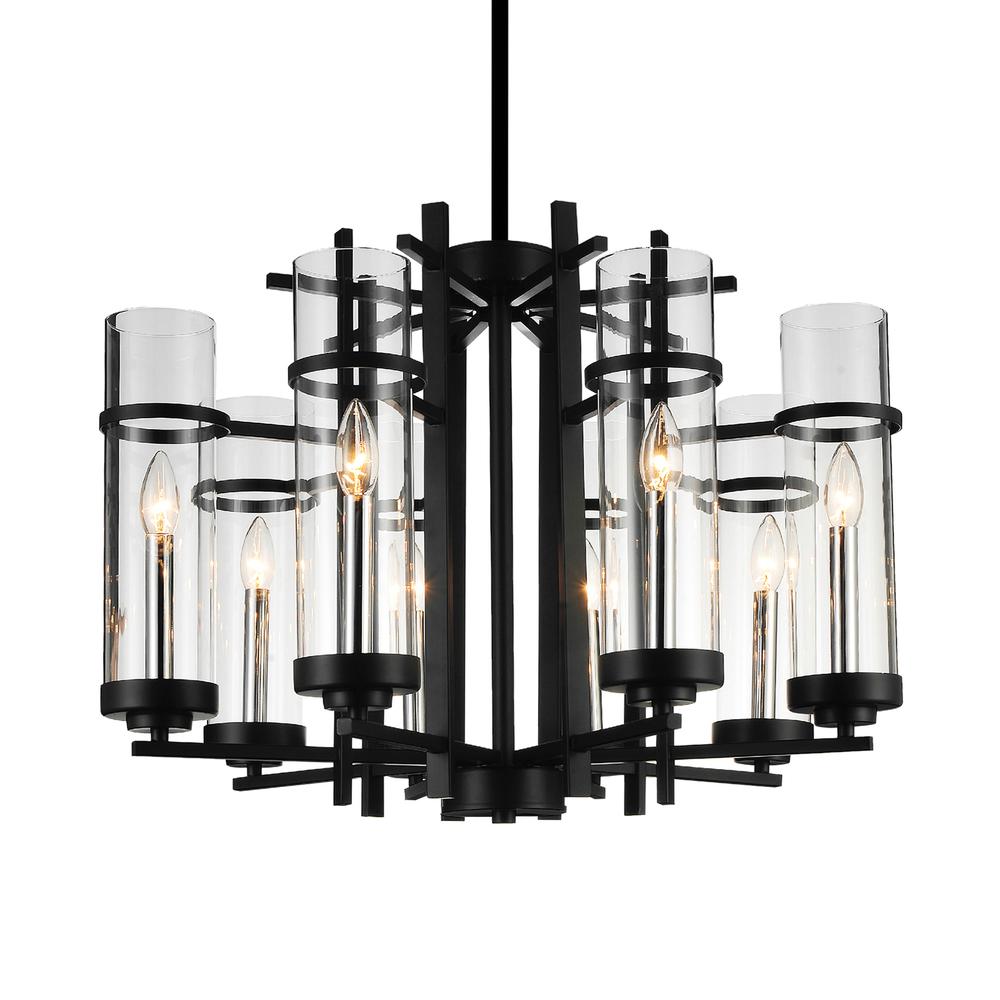 Sierra 8 Light Up Chandelier With Black Finish. Picture 1