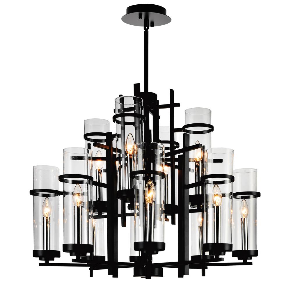 Sierra 12 Light Up Chandelier With Black Finish. Picture 7