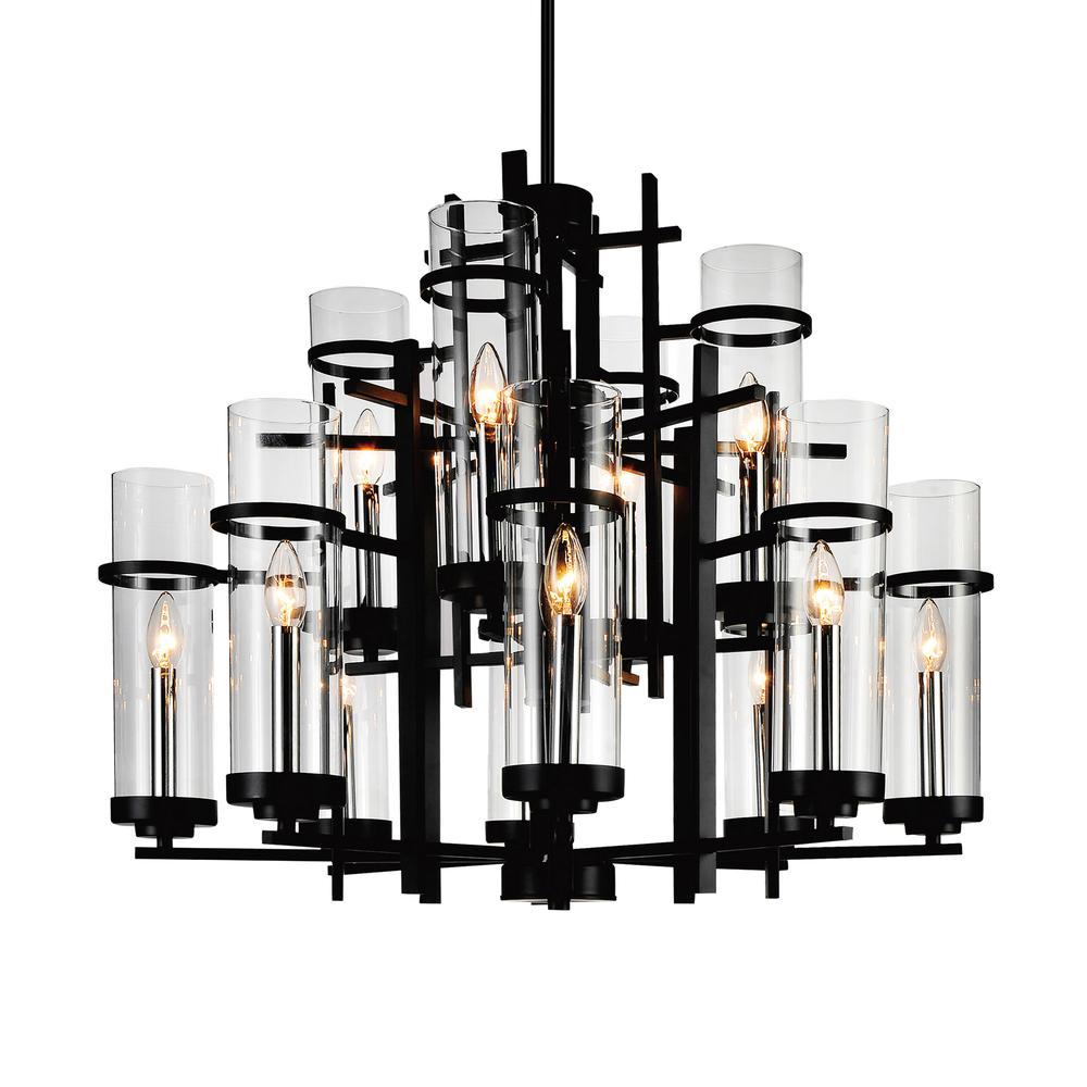 Sierra 12 Light Up Chandelier With Black Finish. Picture 1
