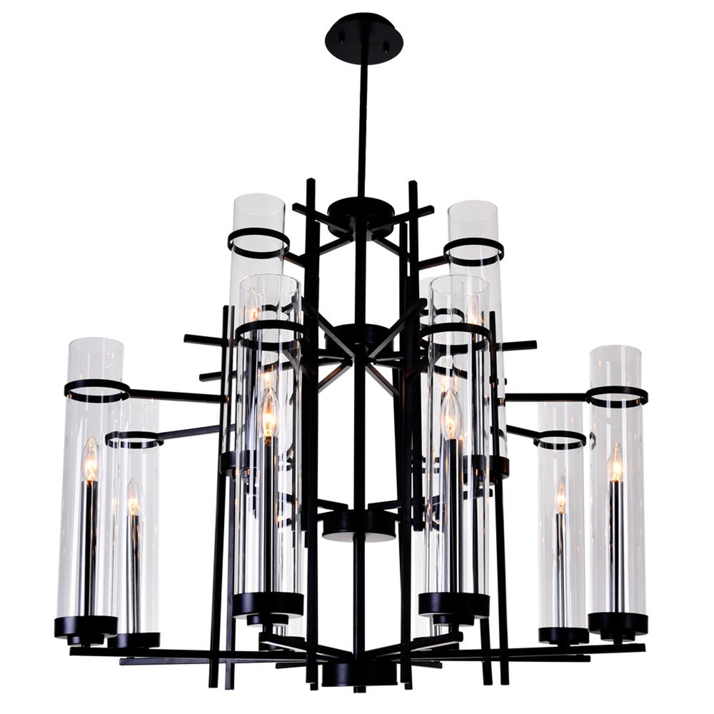 Sierra 12 Light Up Chandelier With Black Finish. Picture 2