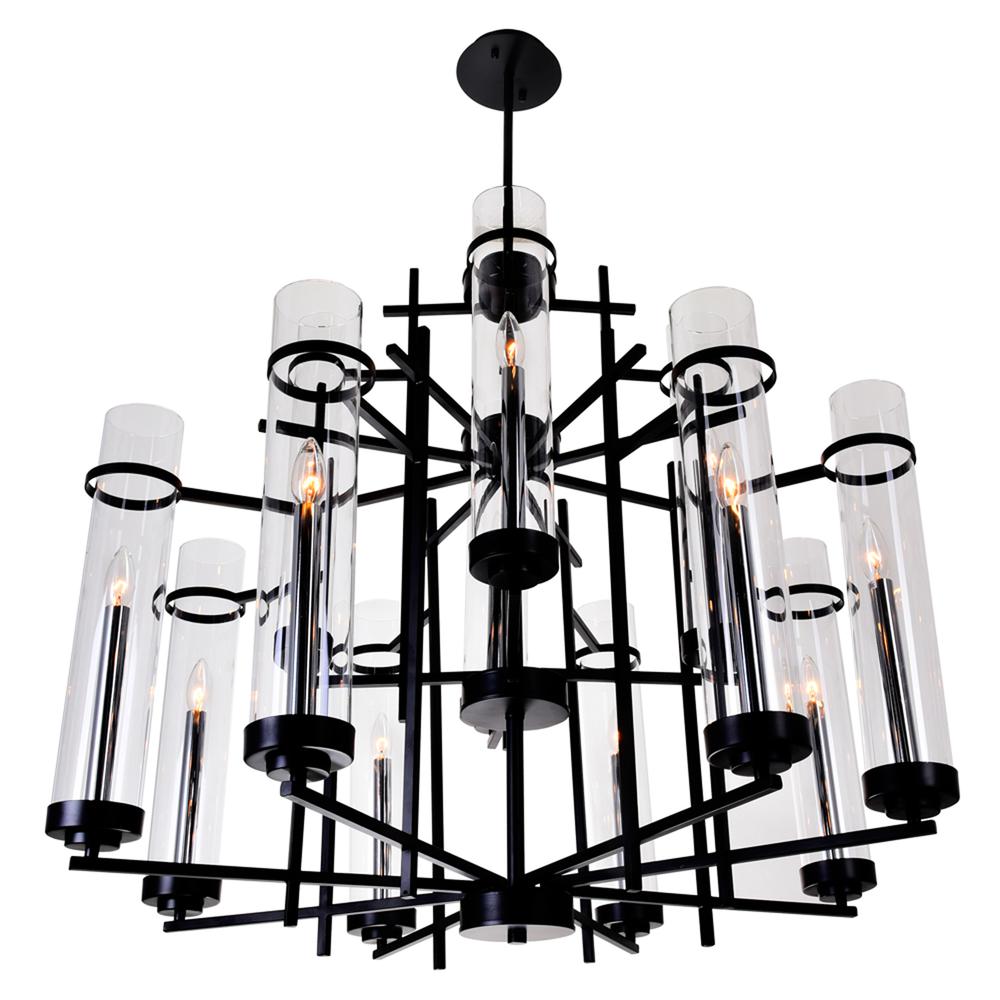 Sierra 12 Light Up Chandelier With Black Finish. Picture 3