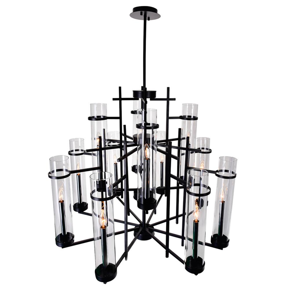 Sierra 12 Light Up Chandelier With Black Finish. Picture 4