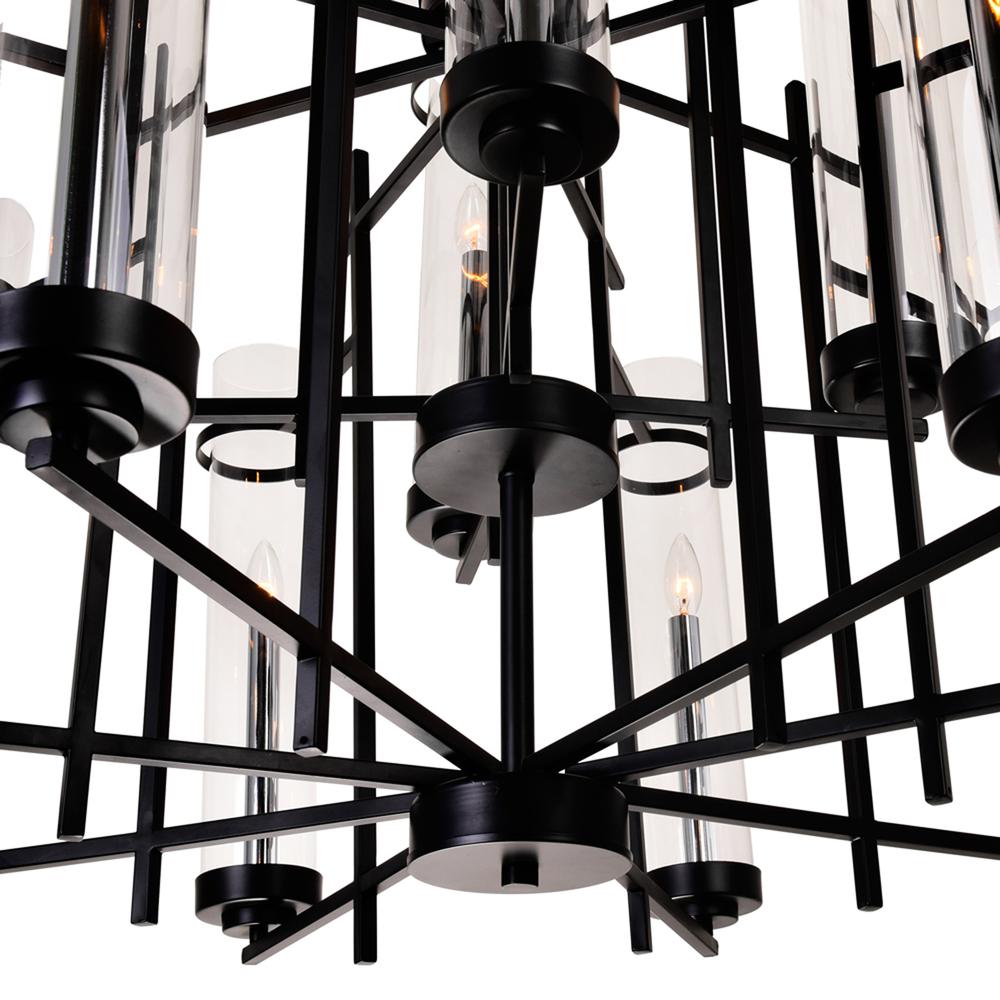 Sierra 12 Light Up Chandelier With Black Finish. Picture 6