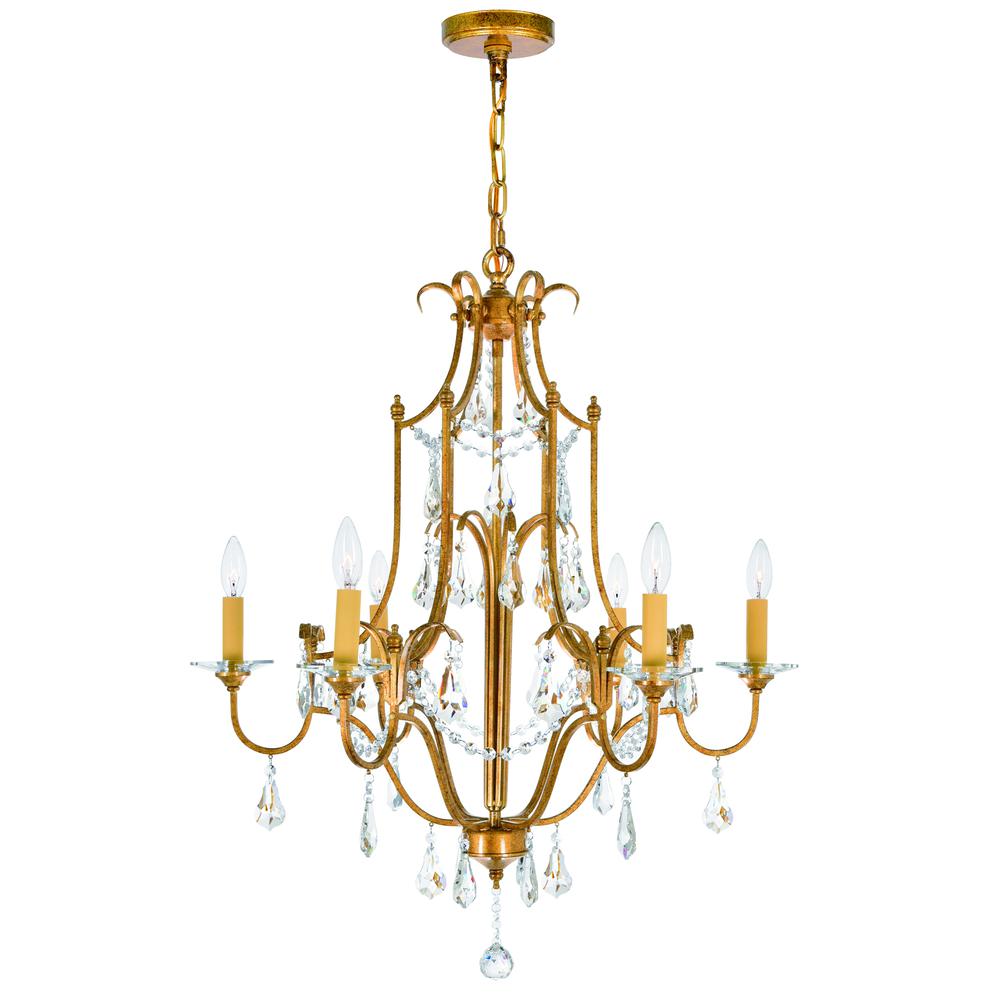 Electra 6 Light Up Chandelier With Oxidized Bronze Finish. Picture 1