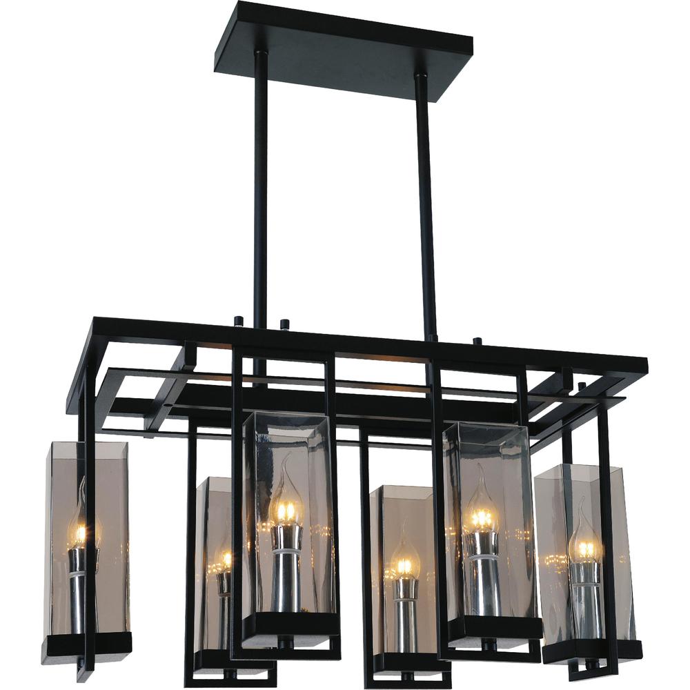 Vanna 6 Light Up Chandelier With Black Finish. Picture 1