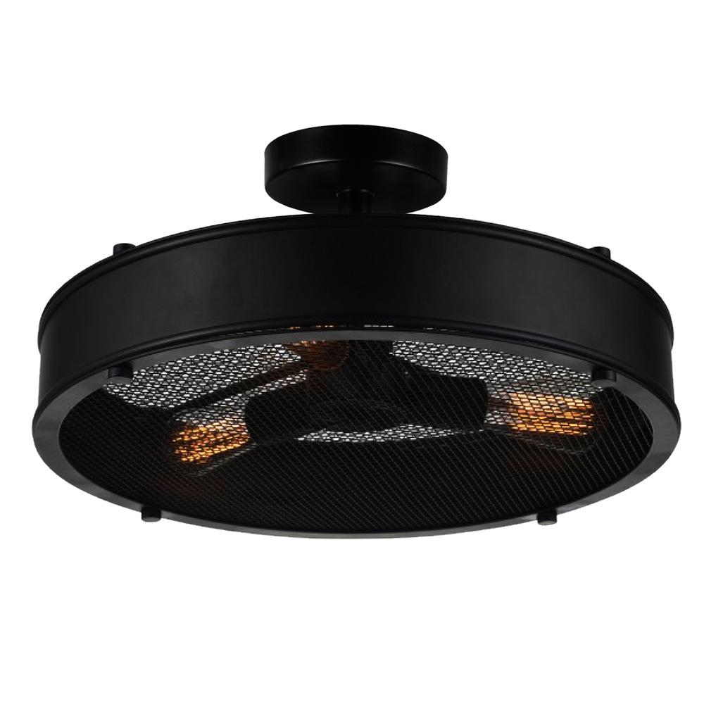 Tigris 3 Light Drum Shade Flush Mount With Black Finish. Picture 1
