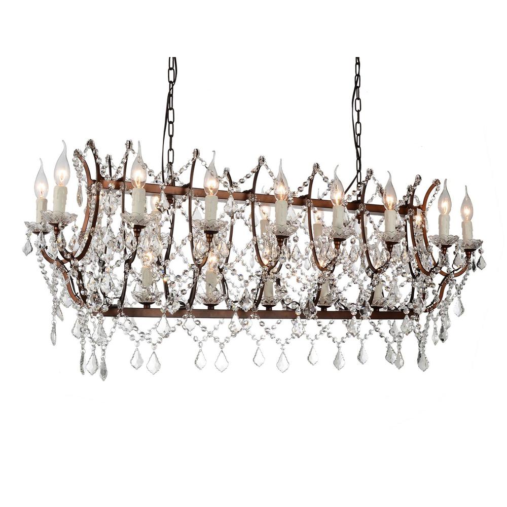 Phraya 21 Light Up Chandelier With Light Brown Finish. Picture 1