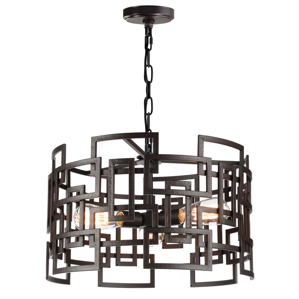 Litani 3 Light Down Chandelier With Brown Finish. Picture 1