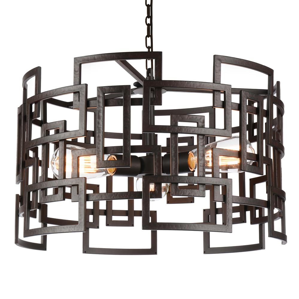 Litani 3 Light Down Chandelier With Brown Finish. Picture 2