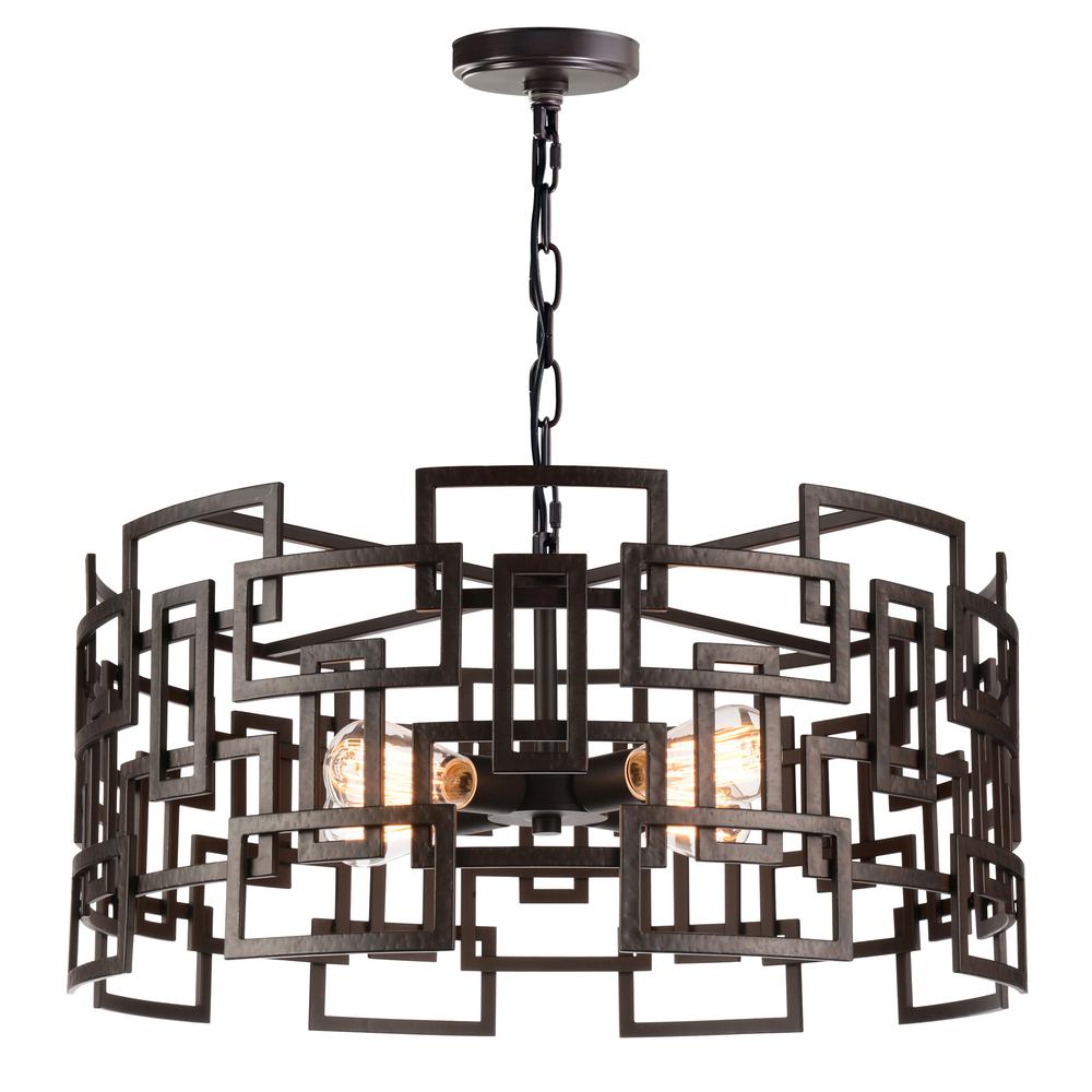 Litani 4 Light Down Chandelier With Brown Finish. Picture 1