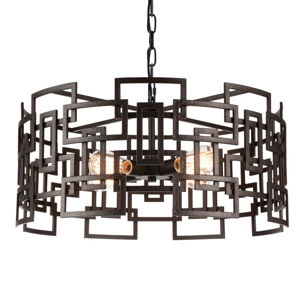 Litani 4 Light Down Chandelier With Brown Finish. Picture 2