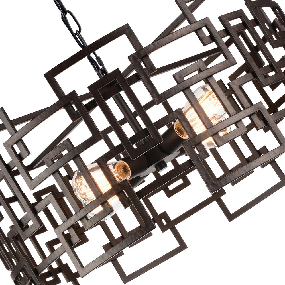 Litani 4 Light Down Chandelier With Brown Finish. Picture 3