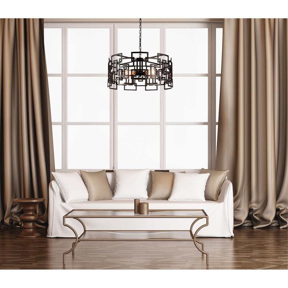 Litani 4 Light Down Chandelier With Brown Finish. Picture 6