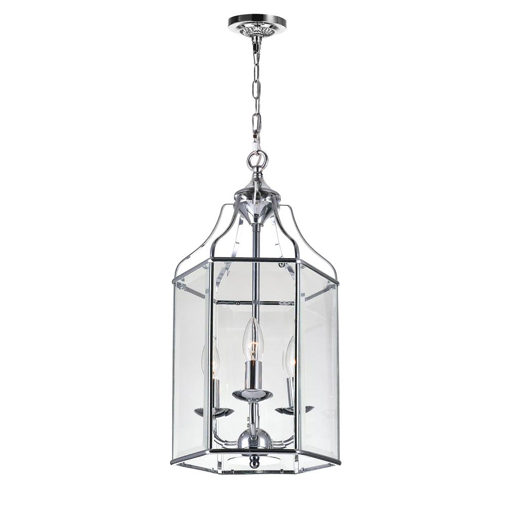 Maury 3 Light Up Chandelier With Chrome Finish. Picture 1