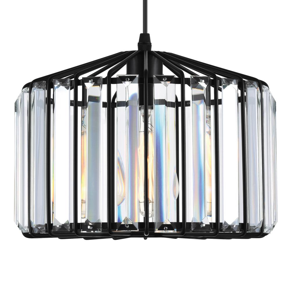 Alethia 1 Light Drum Shade Pendant With Black Finish. Picture 2