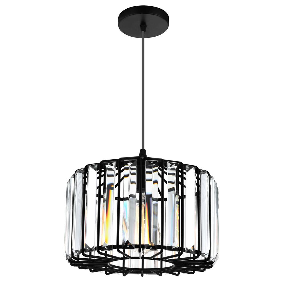 Alethia 1 Light Drum Shade Pendant With Black Finish. Picture 3