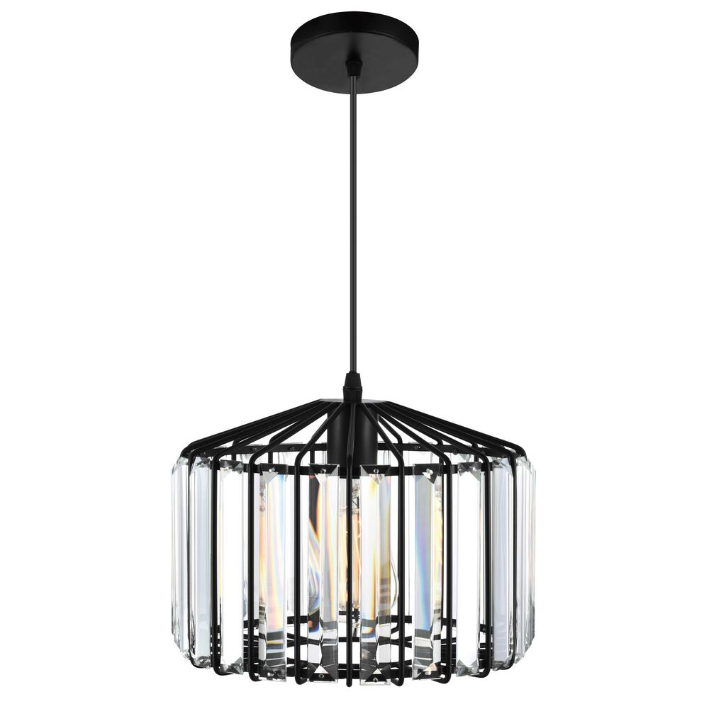 Alethia 1 Light Drum Shade Pendant With Black Finish. Picture 4