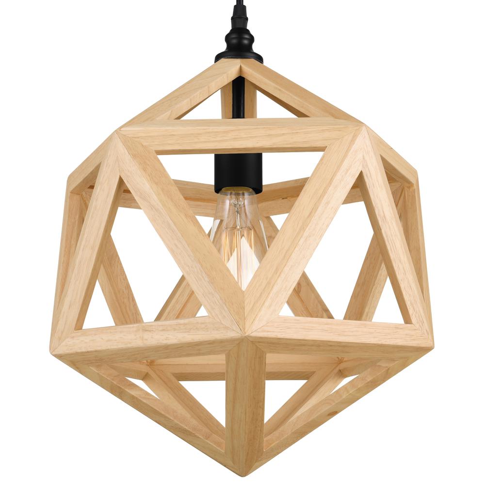 Lante 1 Light Pendant With Black & Wood Finish. Picture 4