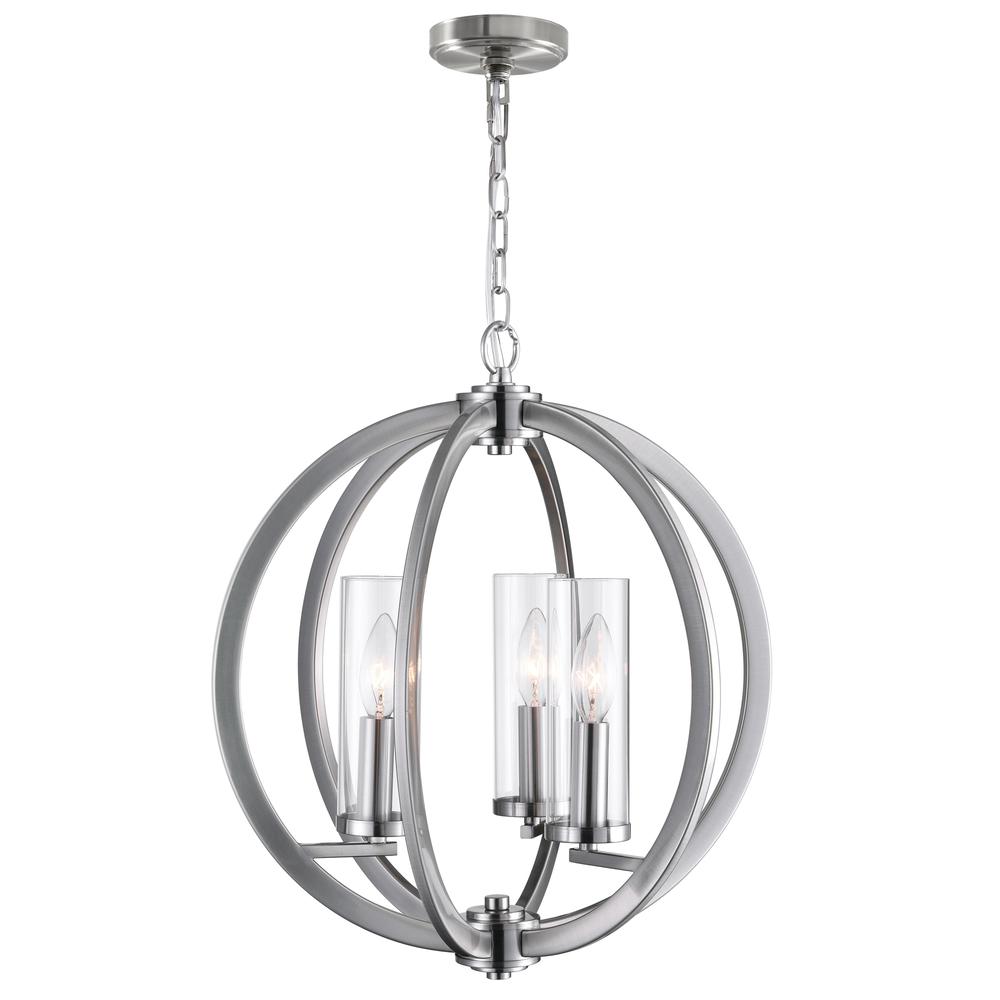 Elton 3 Light Chandelier With Satin Nickel Finish. Picture 1