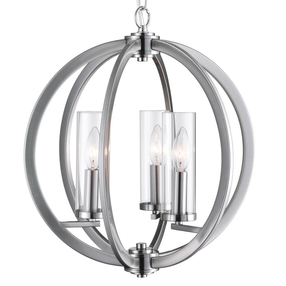Elton 3 Light Chandelier With Satin Nickel Finish. Picture 2