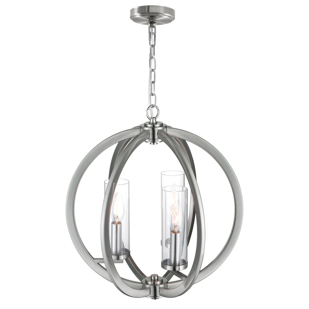 Elton 3 Light Chandelier With Satin Nickel Finish. Picture 3