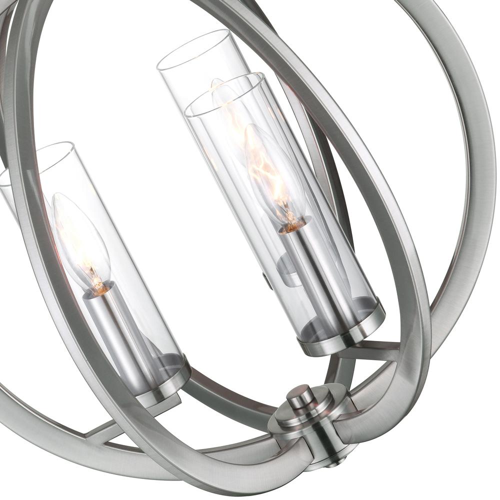 Elton 3 Light Chandelier With Satin Nickel Finish. Picture 4