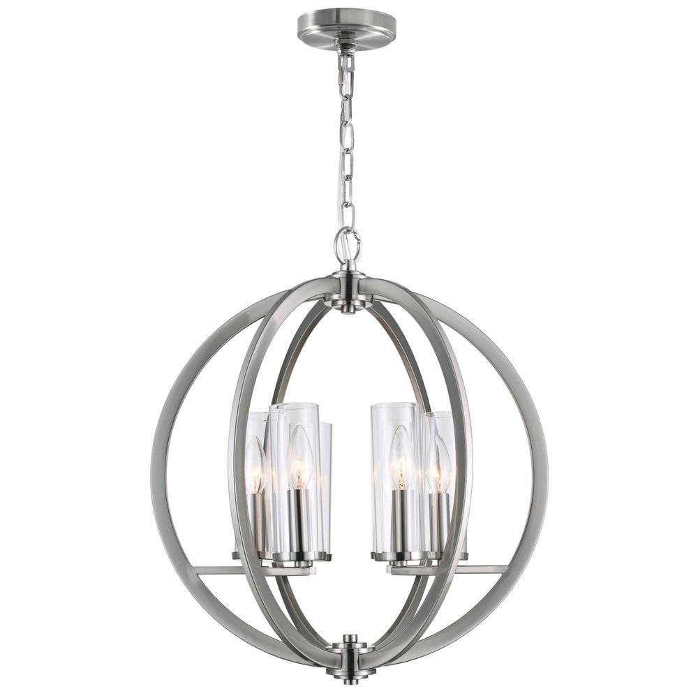 Elton 6 Light Chandelier With Satin Nickel Finish. Picture 1