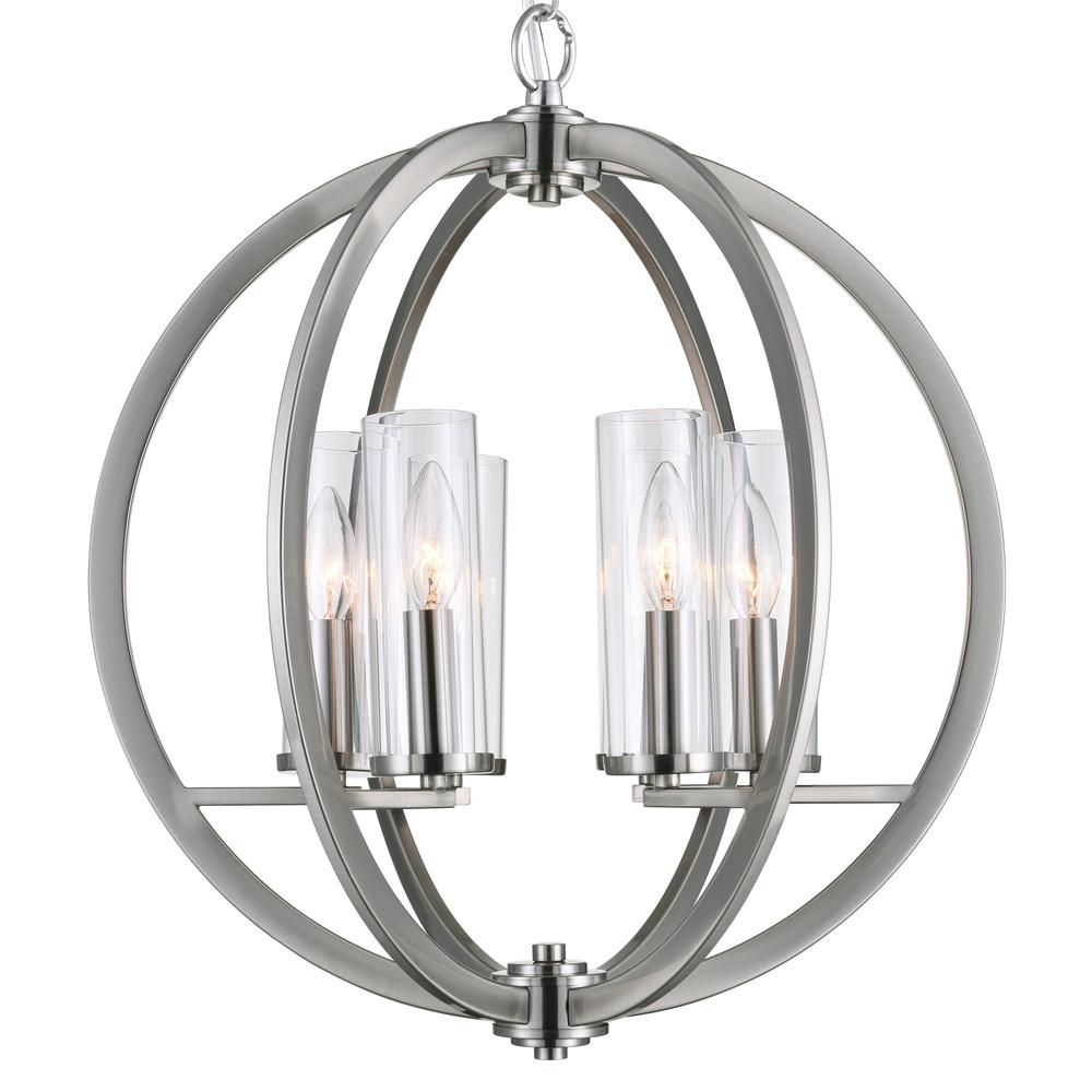 Elton 6 Light Chandelier With Satin Nickel Finish. Picture 3