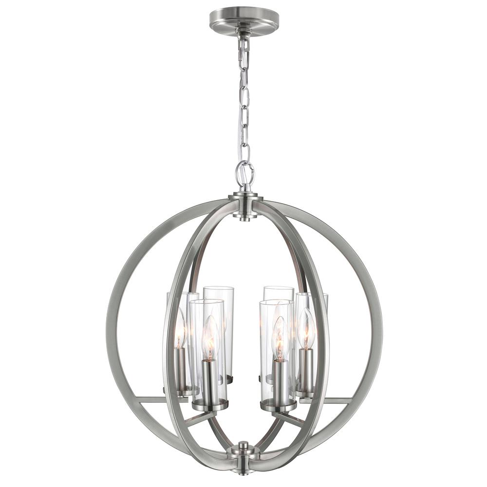 Elton 6 Light Chandelier With Satin Nickel Finish. Picture 2