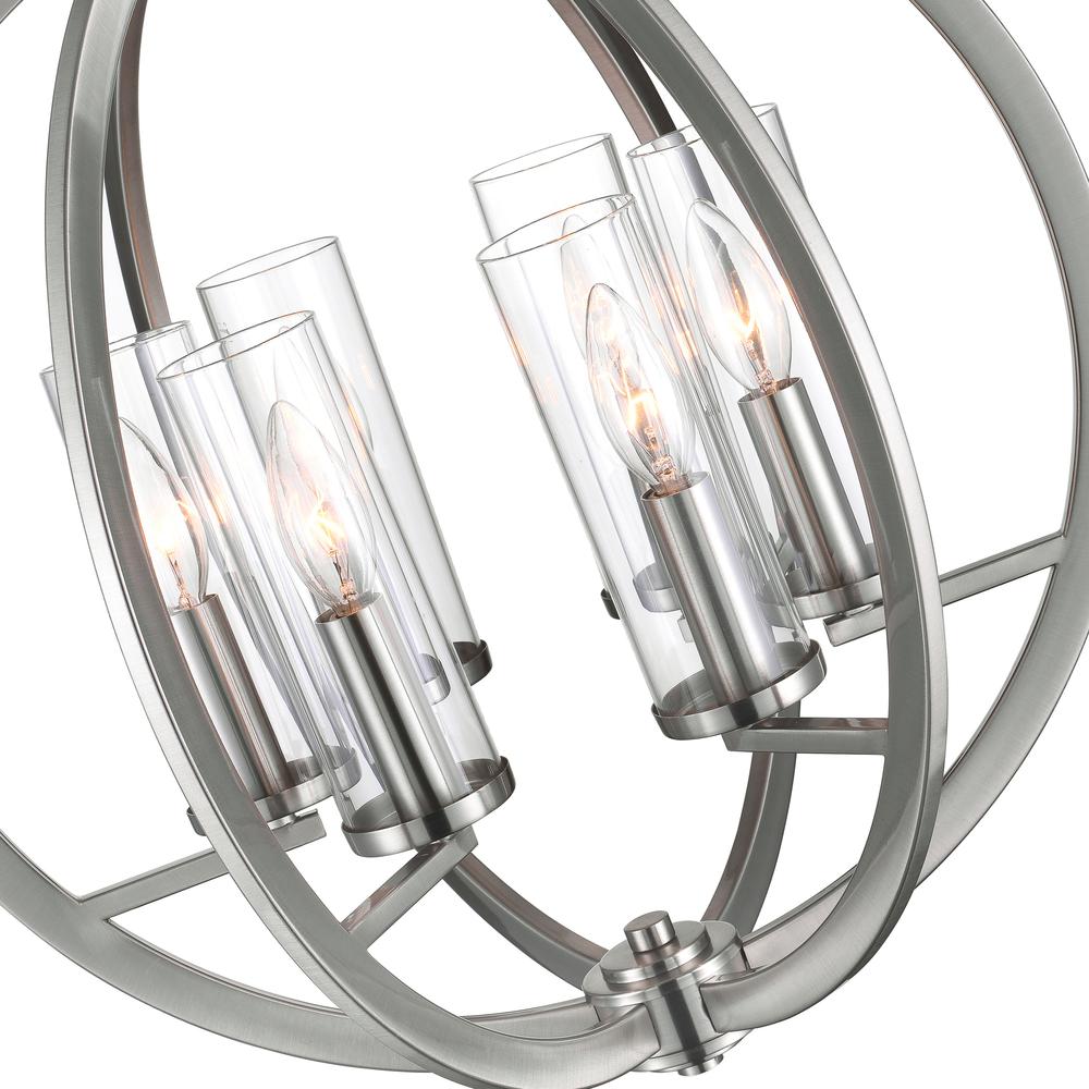Elton 6 Light Chandelier With Satin Nickel Finish. Picture 6