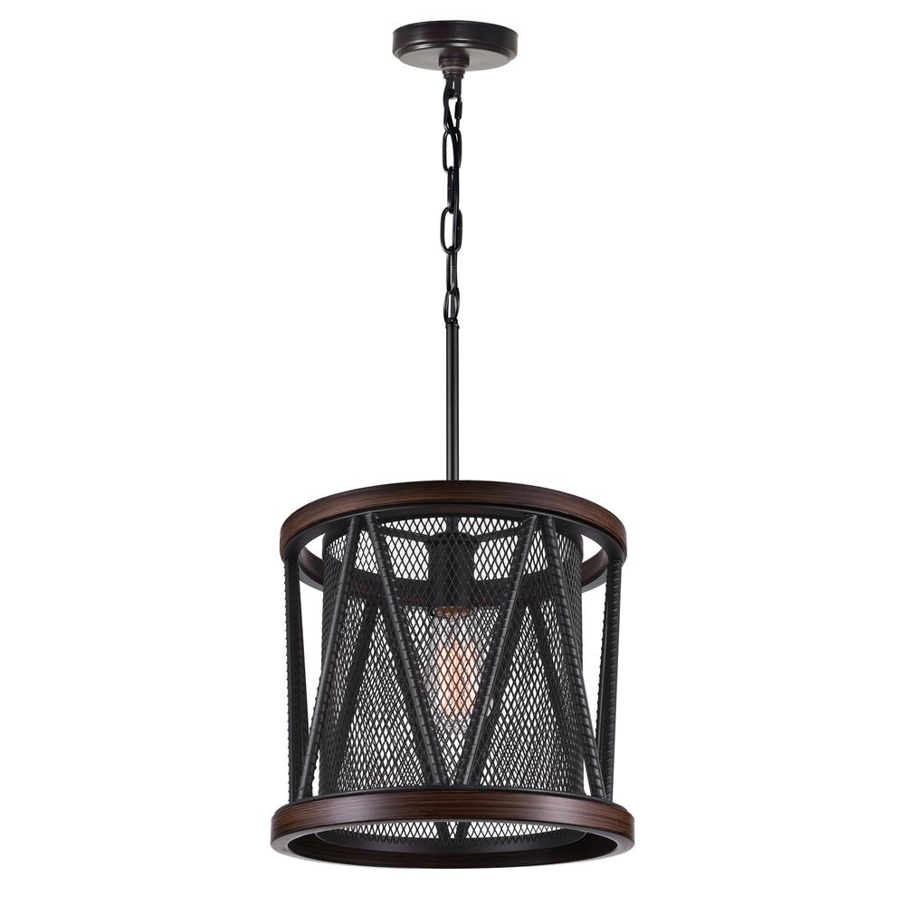 Parsh 1 Light Drum Shade Mini Chandelier With Pewter Finish. Picture 1