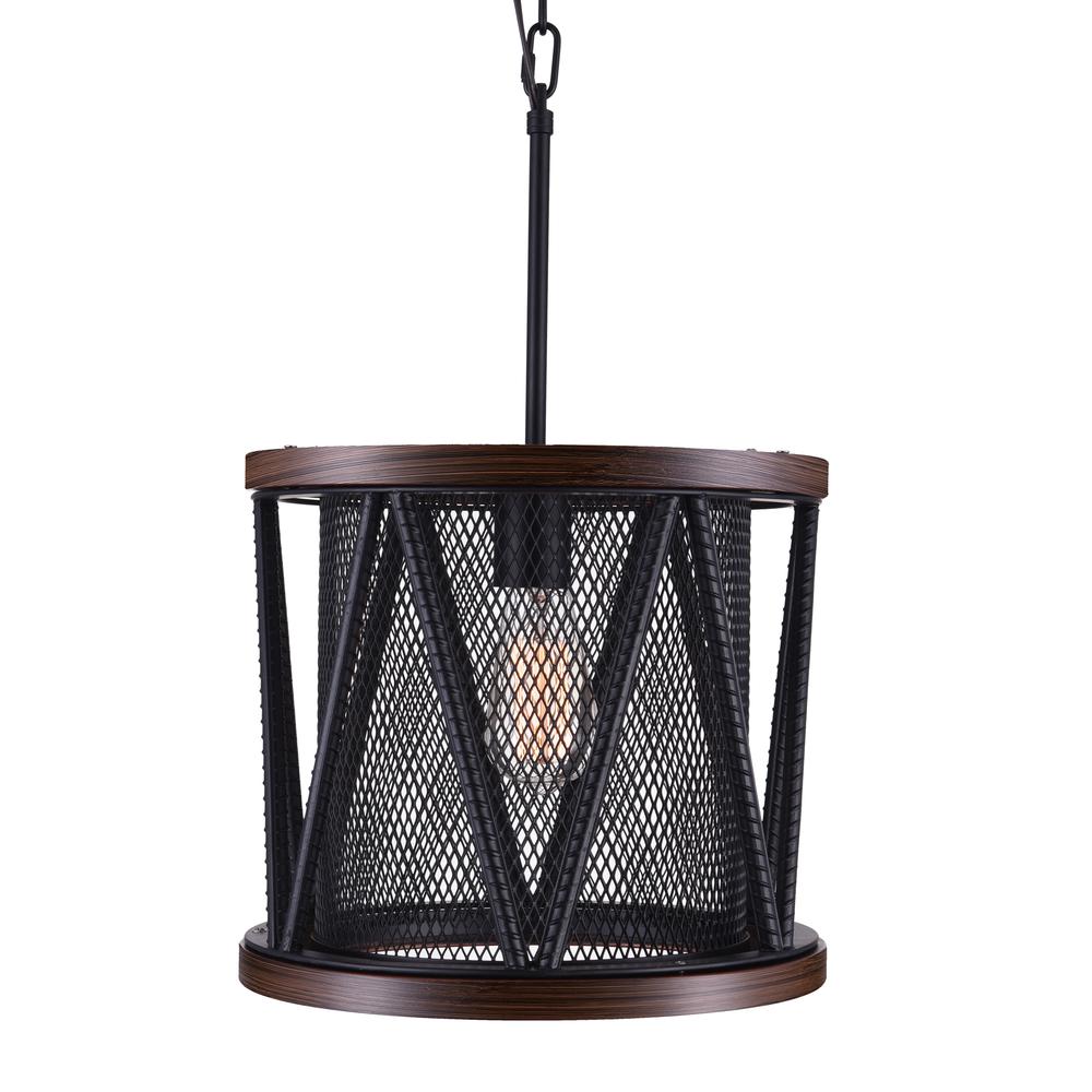 Parsh 1 Light Drum Shade Mini Chandelier With Pewter Finish. Picture 2