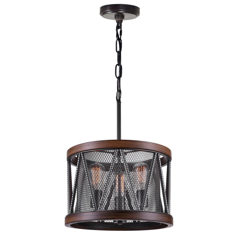 Parsh 3 Light Drum Shade Chandelier With Pewter Finish. Picture 1
