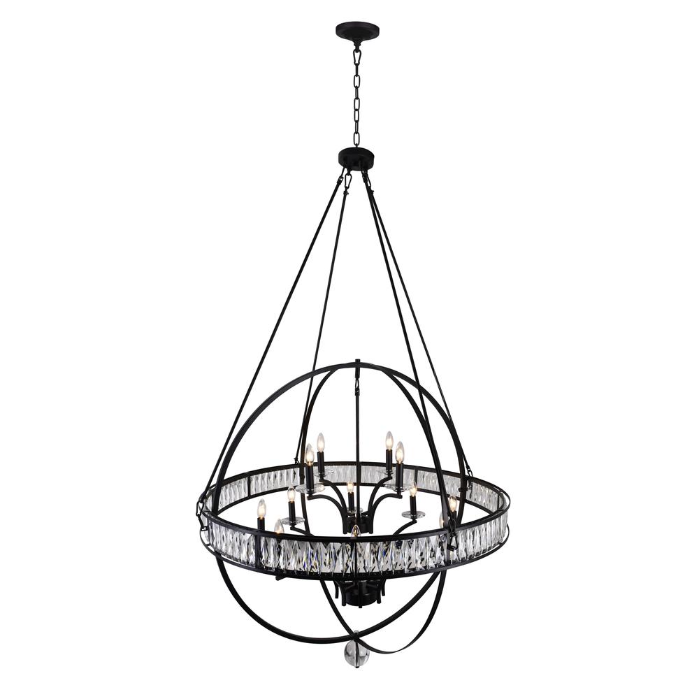 Arkansas 12 Light Chandelier With Black Finish. Picture 2