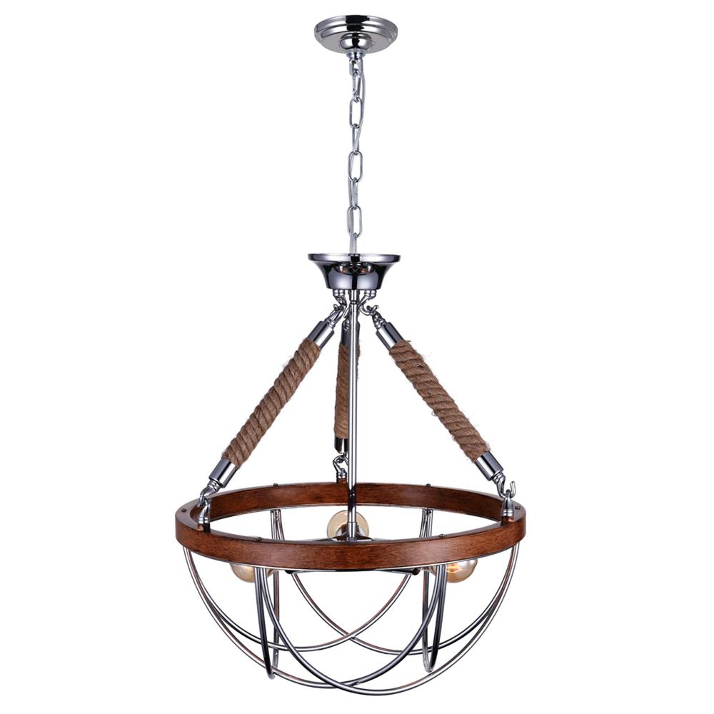 Parana 3 Light Down Chandelier With Chrome Finish. Picture 2