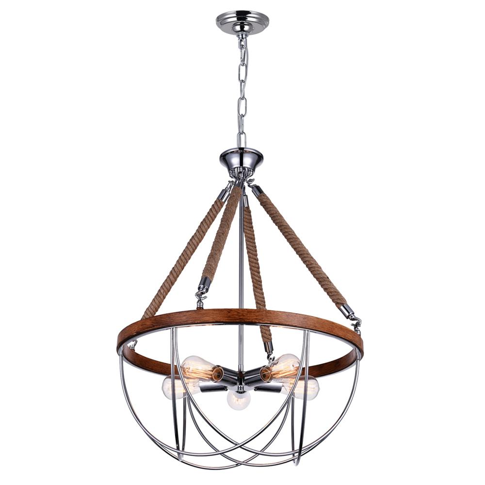Parana 5 Light Down Chandelier With Chrome Finish. Picture 1