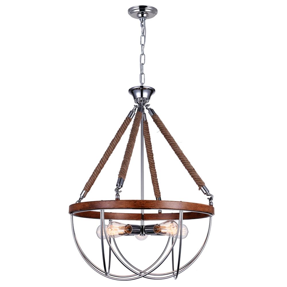 Parana 5 Light Down Chandelier With Chrome Finish. Picture 2